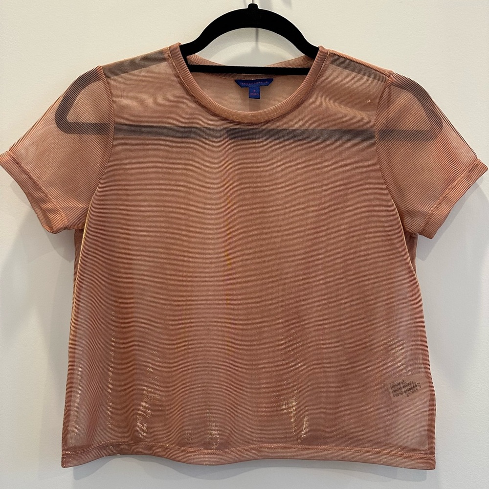 Aeropostale Sheer Iridescent Peach Short Sleeve Top